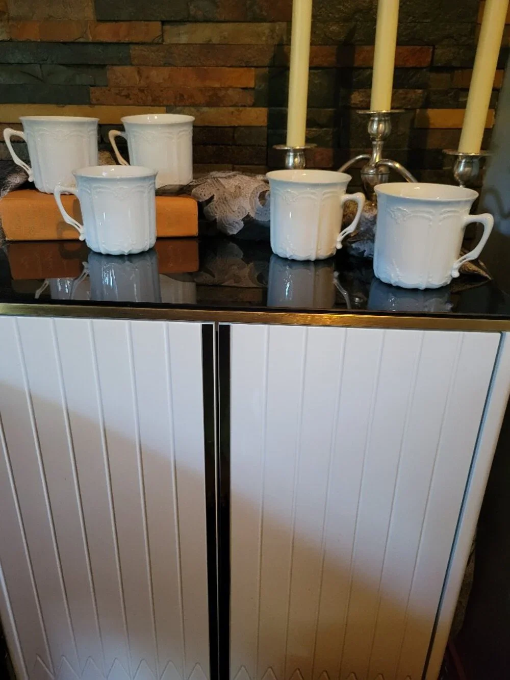 Vintage Hutschenreuther Baronesse White Mugs/Cups-Set of 5